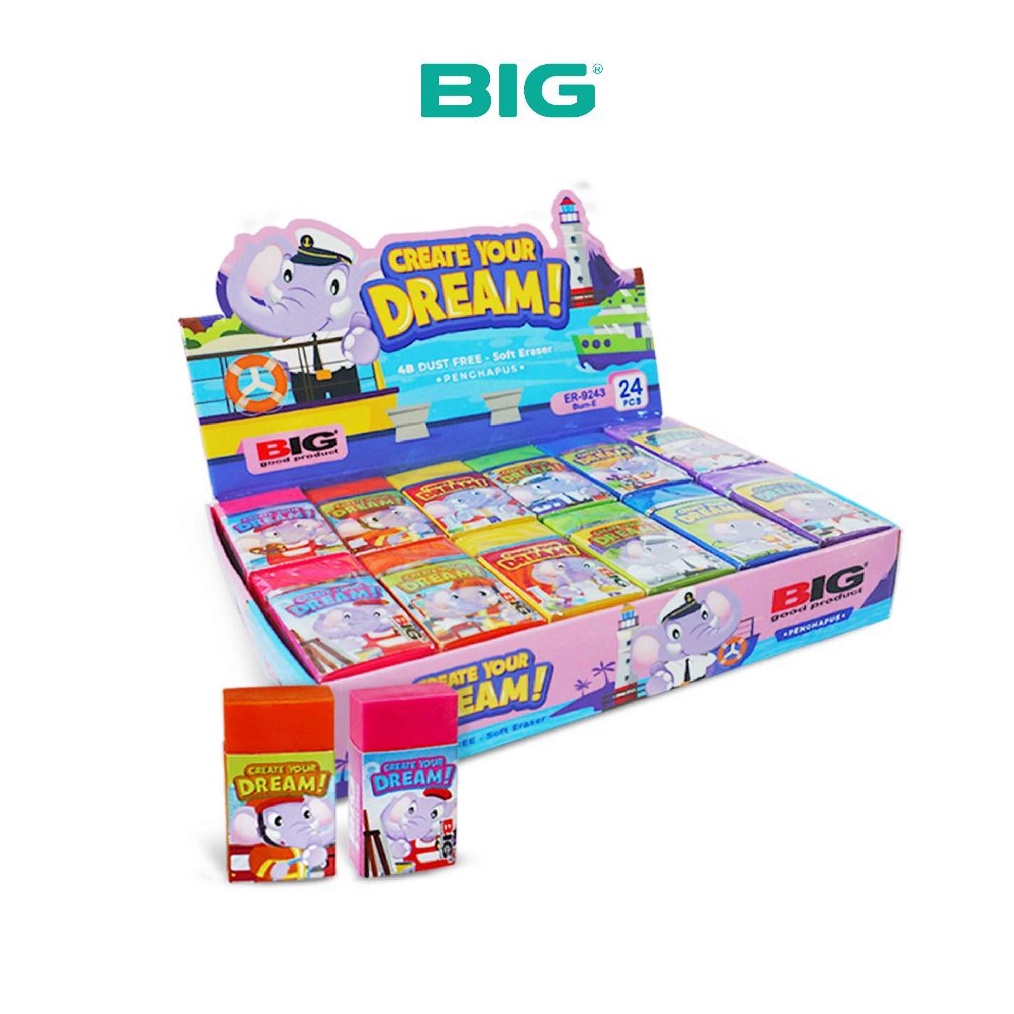 

24 Pcs BIG Penghapus Eraser Pensil Warna Warni Kecil Dust Free Bum E Elephant Series ER9243BUME g W5H2