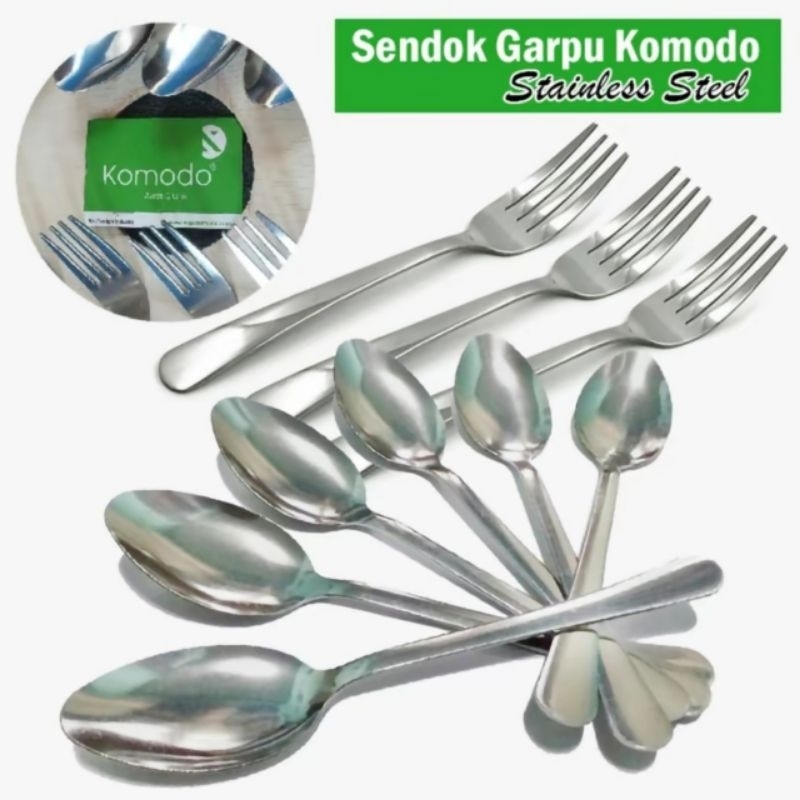 (12 pcs) Sendok Makan Stainless Garpu Sendok Komodo Tebal Sendok bintang