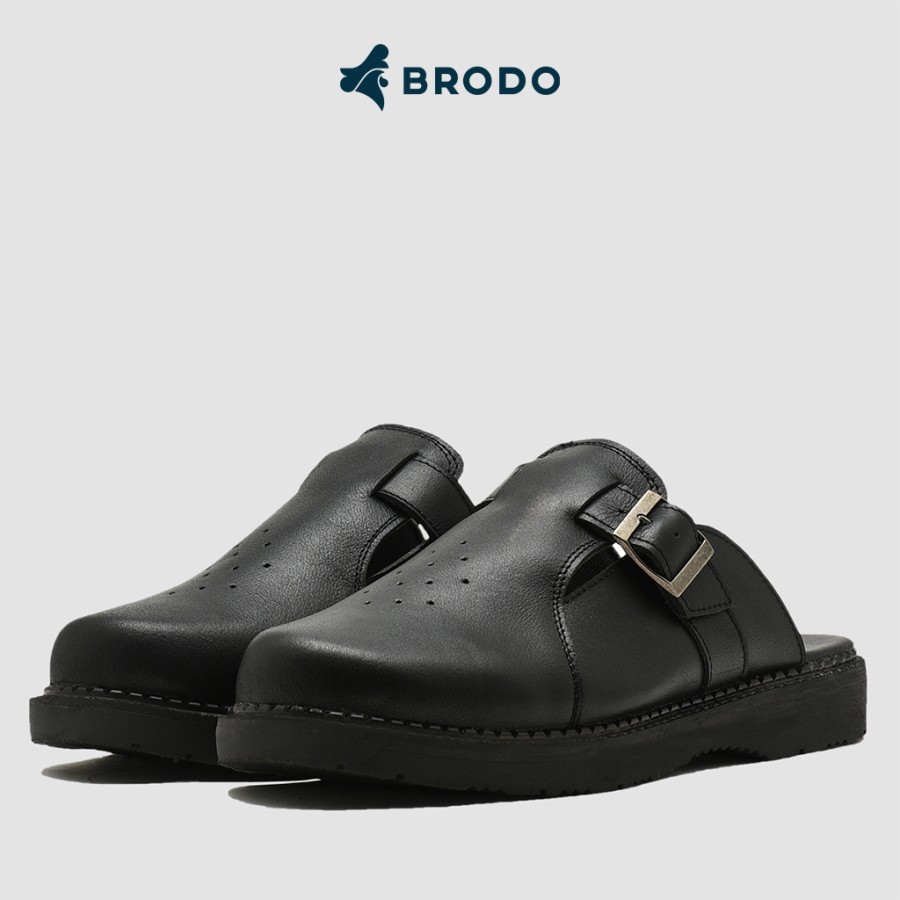 Sandal Kulit Brodo Alor Full Black