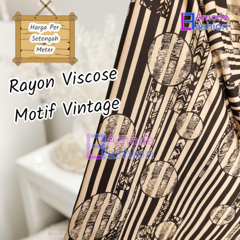 Kain Rayon Viscose Motif Vintage
