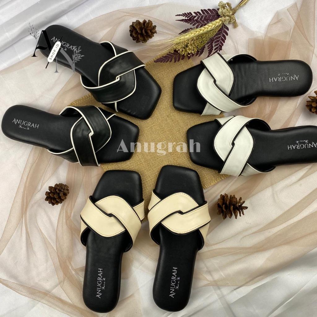 AN SHOP Sandal Wanita KIMMY Teplek Slop Empuk Flat Cewek Kasual Rumahan Korean Style Kekinian