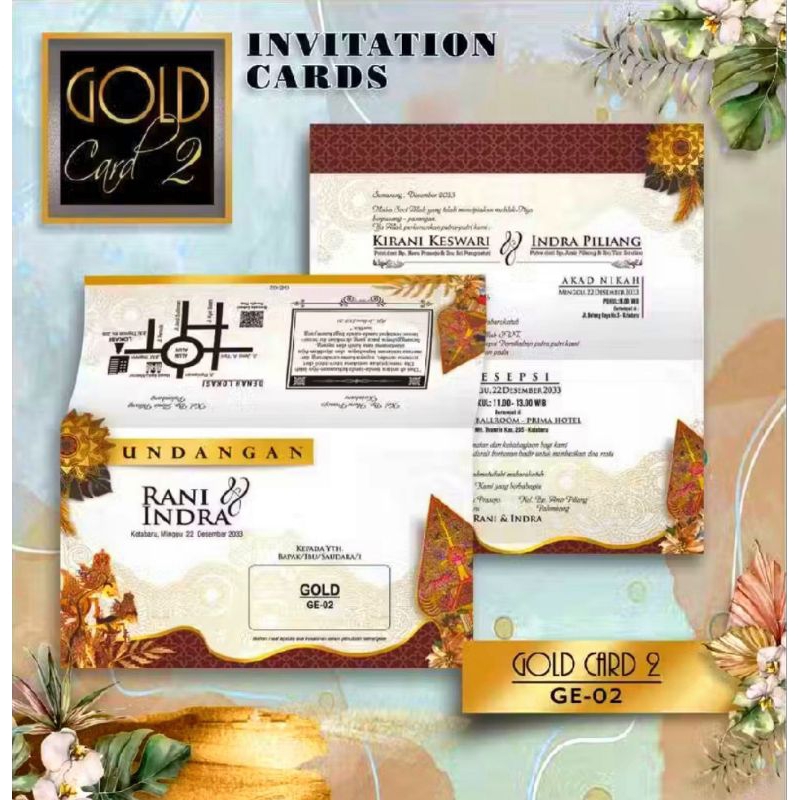 Undangan Pernikahan GE-02 Gold Card 2 Sudah Termasuk Cetak + Blangko + Plastik Lengkap