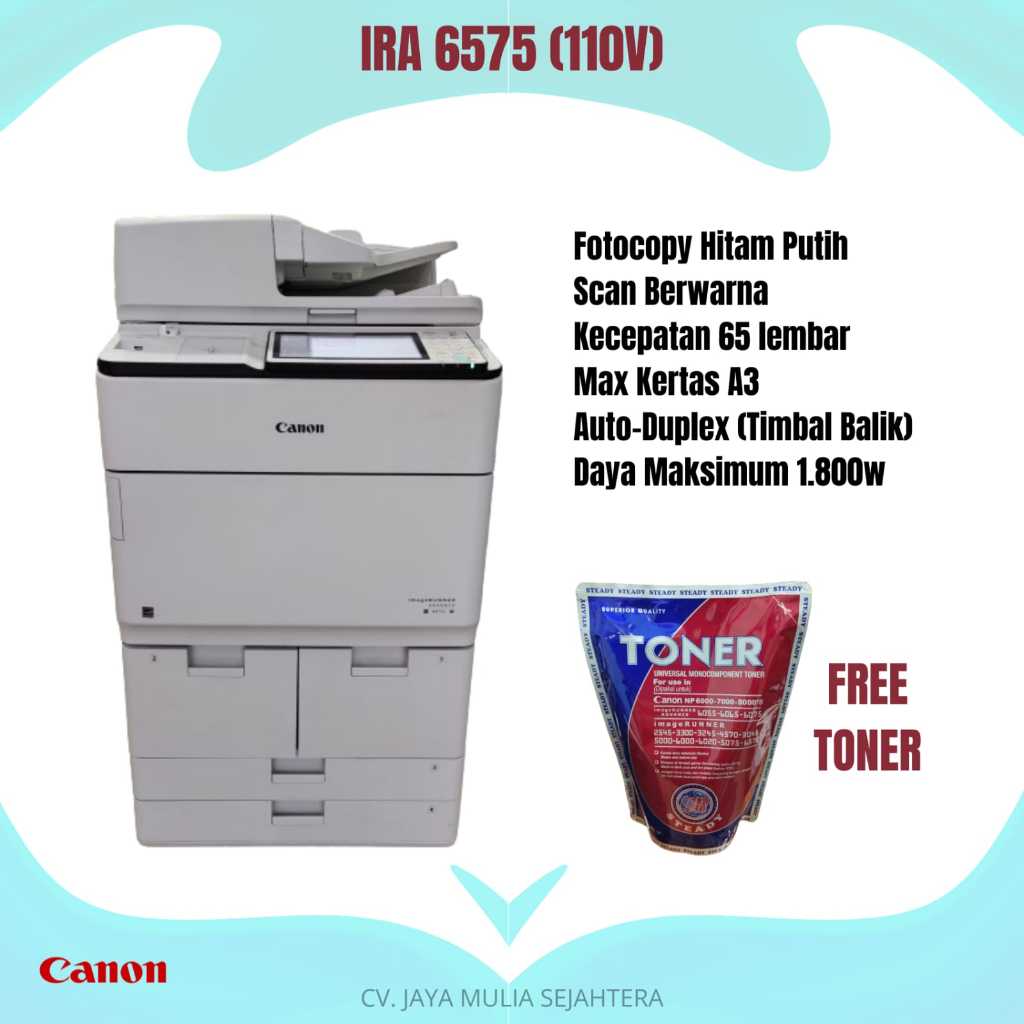 Mesin Fotocopy Canon IRA 6575 110V + Traffo