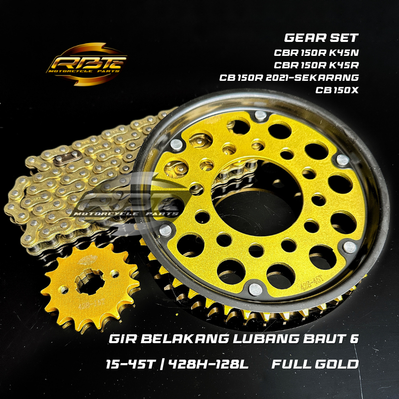 GEAR GIR SET PAKET CBR 150R 6LUBANG CBR150R K45N K45R CB150X CB 150R NEW