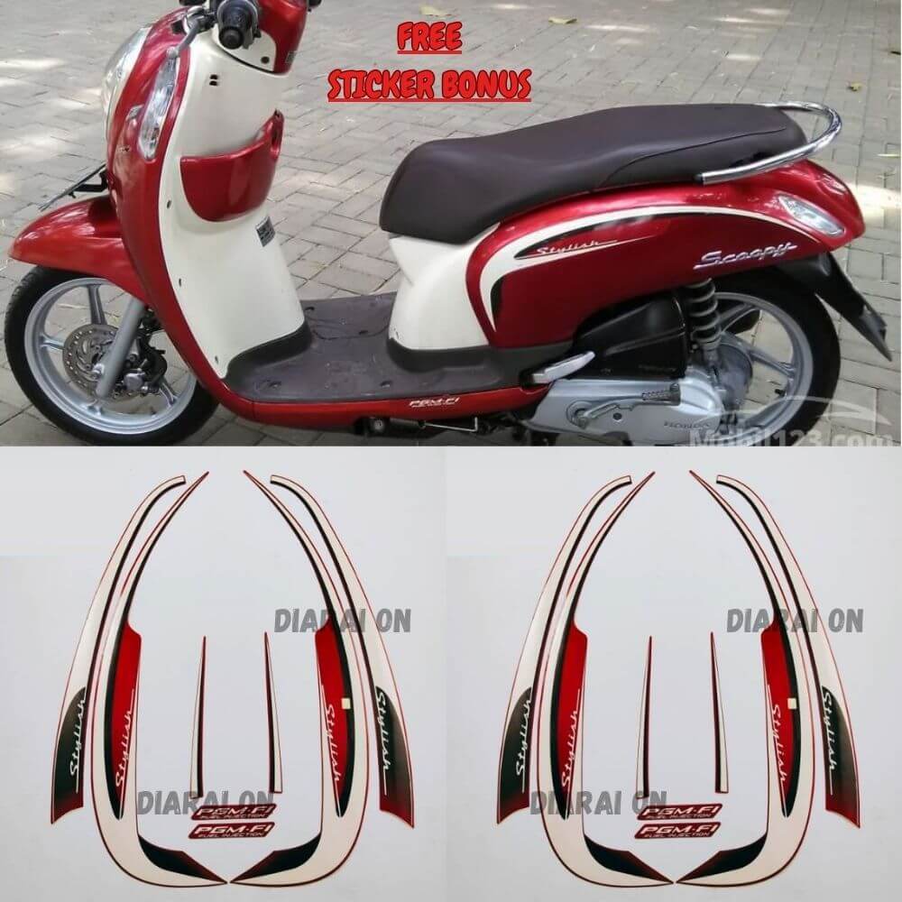 Striping Stiker Honda Scoopy Stylish 2013 - Scoopy 2013 Merah Murah
