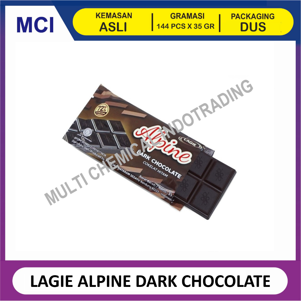 

LAGIE ALPINE DARK CHOCOLATE 35 GR / COKELAT HITAM - 1 DUS 144 PCS
