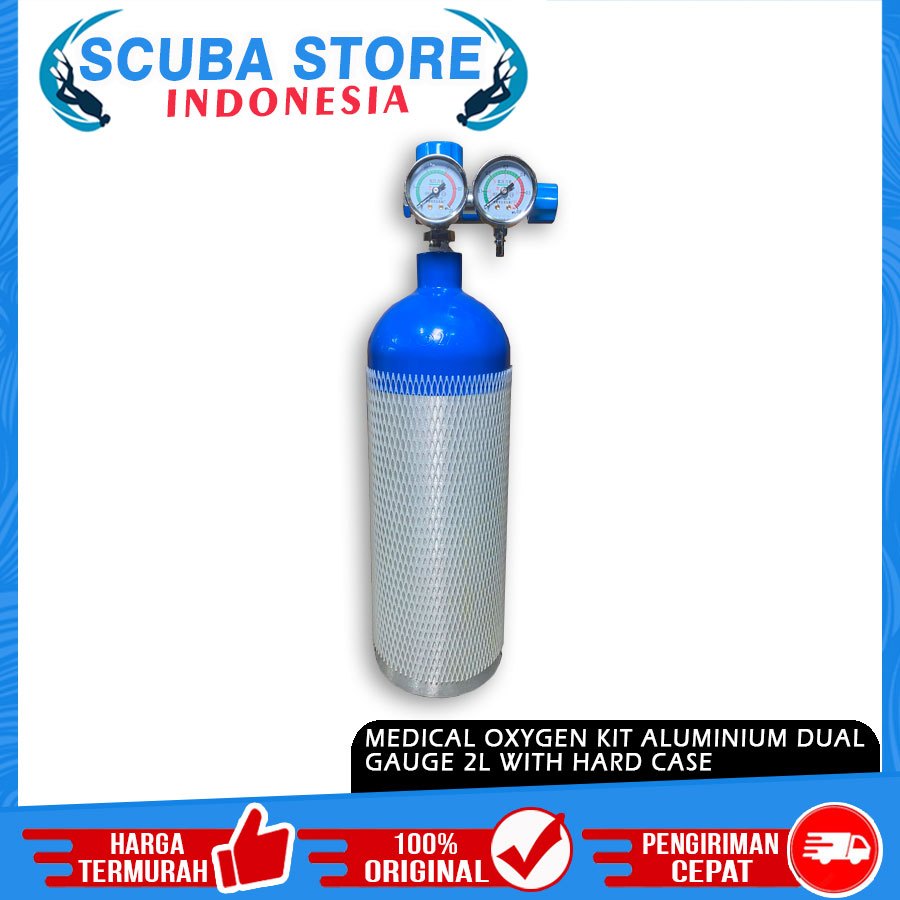 Tank Medical Kit O2 Portable 2 Liter Aluminium Set Tabung Tangki Alat Bantu Pernafasan Oksigen Nafas