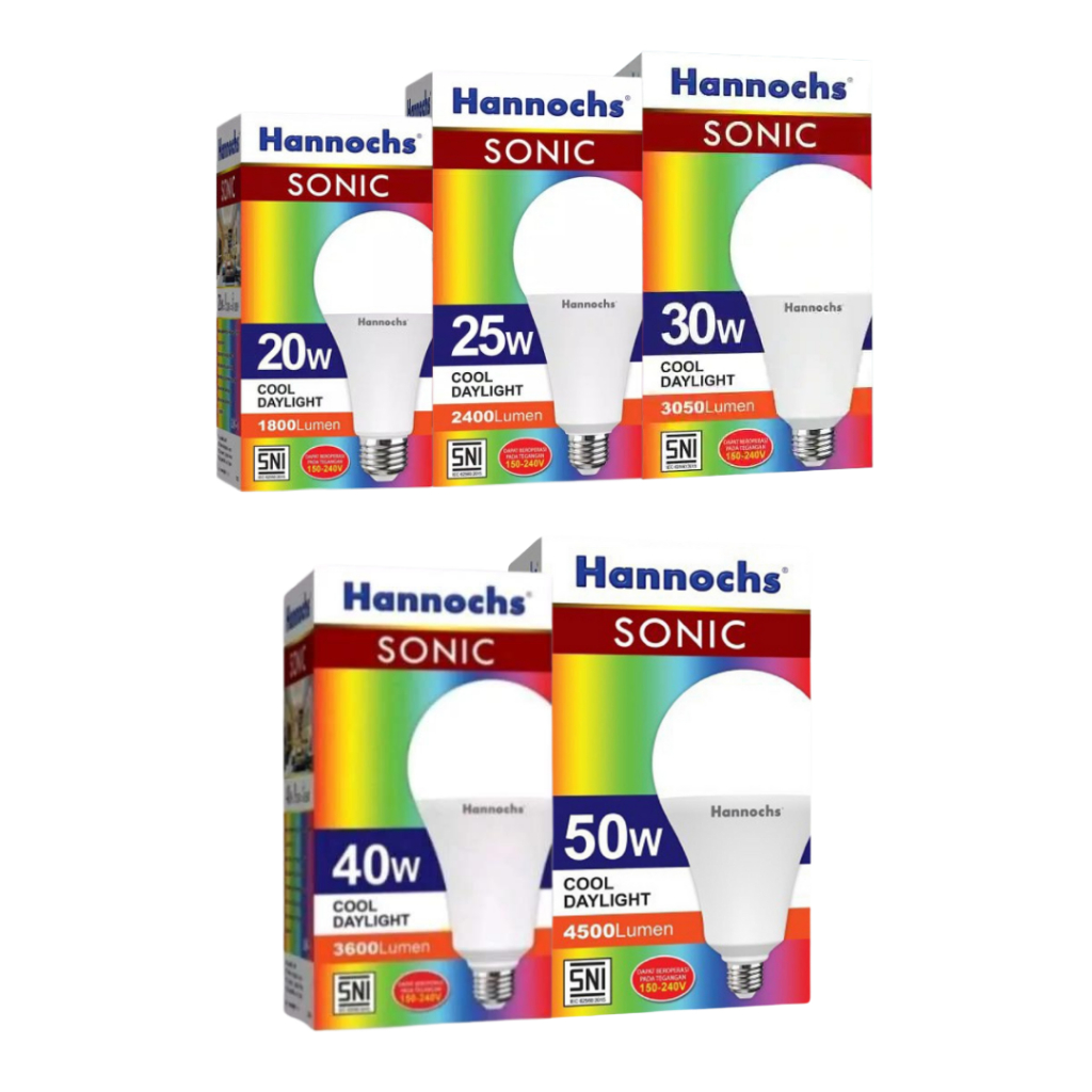 Bola Lampu Led Hannochs Sonic 20 25 30 40 50 Watt Bohlam Hannochs Led Sonic 20 25 30 40 50 W Putih