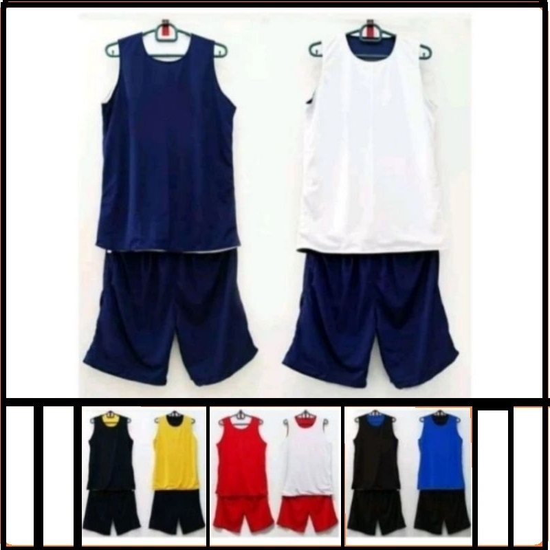 JERSEY BASKET DEWASA POLOS /POLOSAN BOLAK-BALIK PRIA/WANITA BAJU BASKET OLAHRAGA KAOS BASKET SETELAN