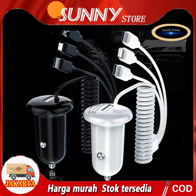 Pengisi daya mobil baru satu hingga tiga dengan kabel pemantik rokok multifungsi 3.1A pengisi daya m