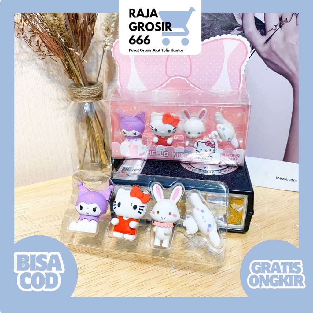 

PENGHAPUS BOX SANRIO FAMILY KT1203-01 FREE BOX MEWAH LUCU SOUVERNIR GIFT