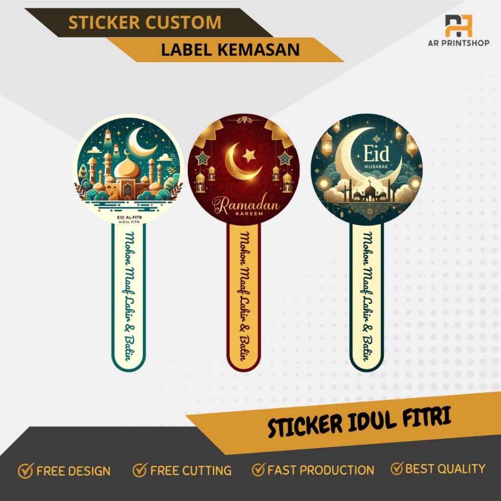 

STICKER IDUL FITRI , STICKER SEGEL TOPLES KUE KERING , FREE CUTTING KISS CUT, Sticker Label Custom