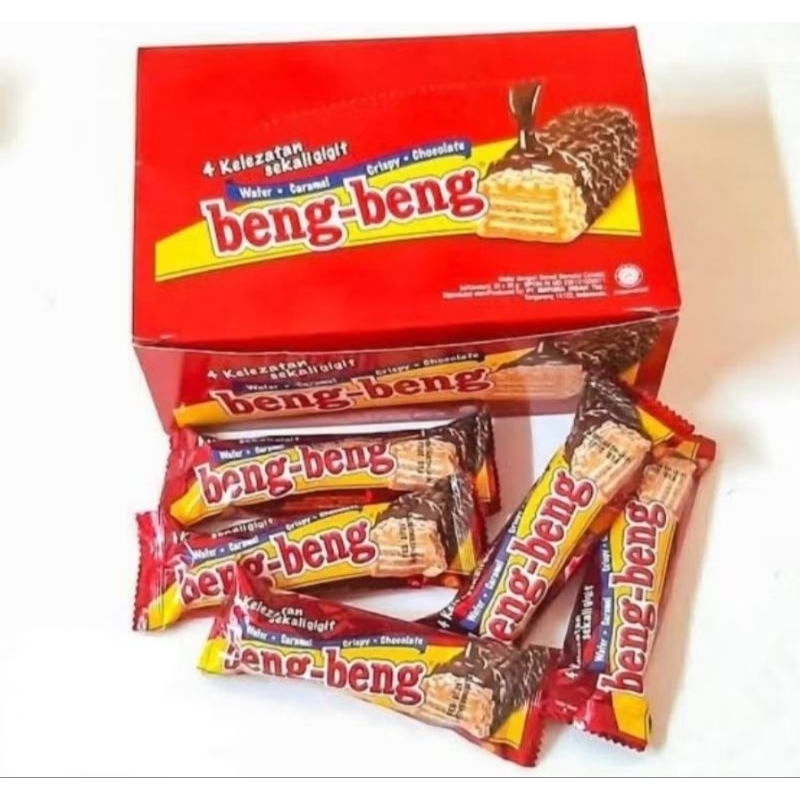 

Beng Beng BOX BengBeng Reguler Extra Chocolate & Caramel Crispy Wafer beng-beng Netto isi 17pcs 25gram