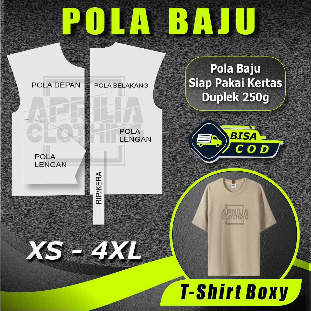 POLA INSTAN KAOS BOXY FIT | POLA BOXY | MENGGUNAKAN KERTAS DUPLEX 250gr APRILIA CLOTHING
