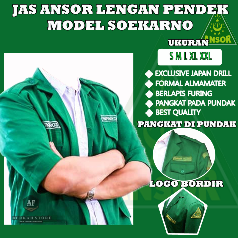 Jas Ansor Lengan Pendek Jas Model Soekarno GP Ansor NU