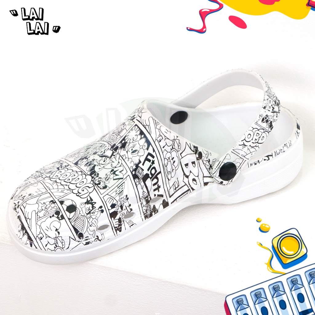 Sandal Kodok Pria Wanita/Sandal Kodok Printing Comic/Freestyle/Bigboys