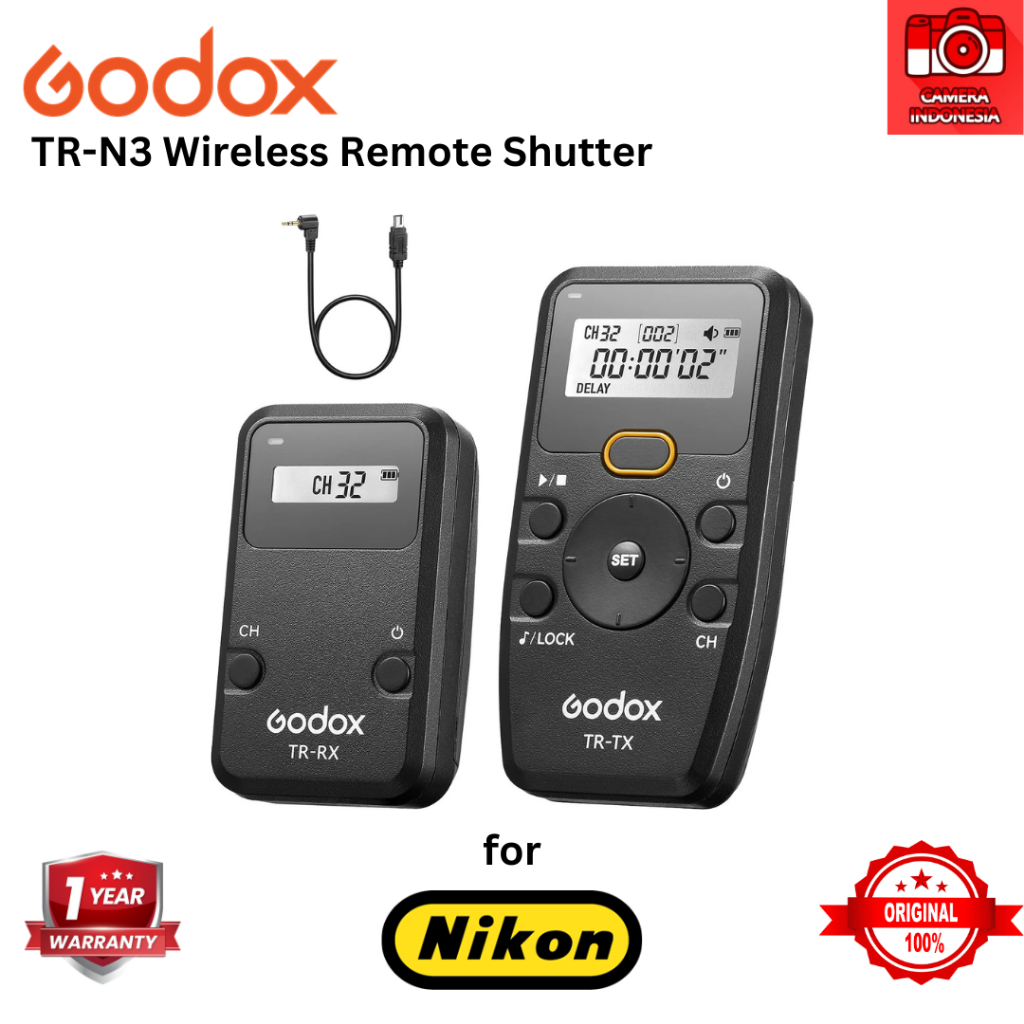 Godox TR-N3 Wireless Remote Shutter Release Intervalometer for Nikon Camera D750 D610 D600 D7500 D72