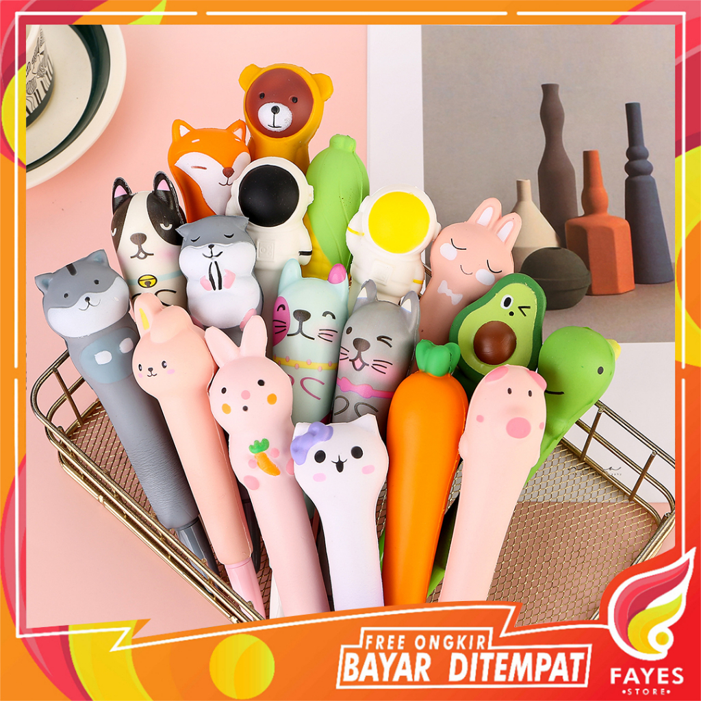 

FAYES (2) COD Pulpen Gel Model Squishy / Alat Tulis Ballpoint Pen Karakter Lucu Mainan Anak P16