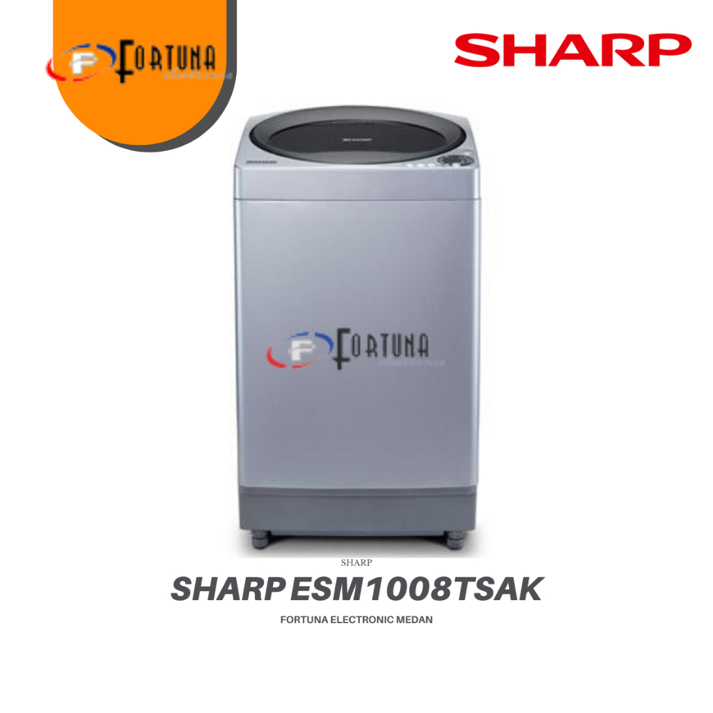 MESIN CUCI SHARP (10KG) ES-M1008T-SAK / ESM1008TSAK MEGAMOUTH - Dual Whale Pulsator  Tub Self Cleane