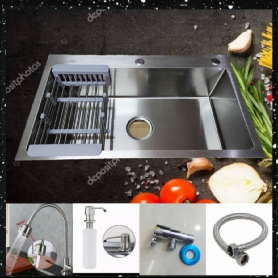 kitchen sink minimalis 1 lubang besar 8050 stainles