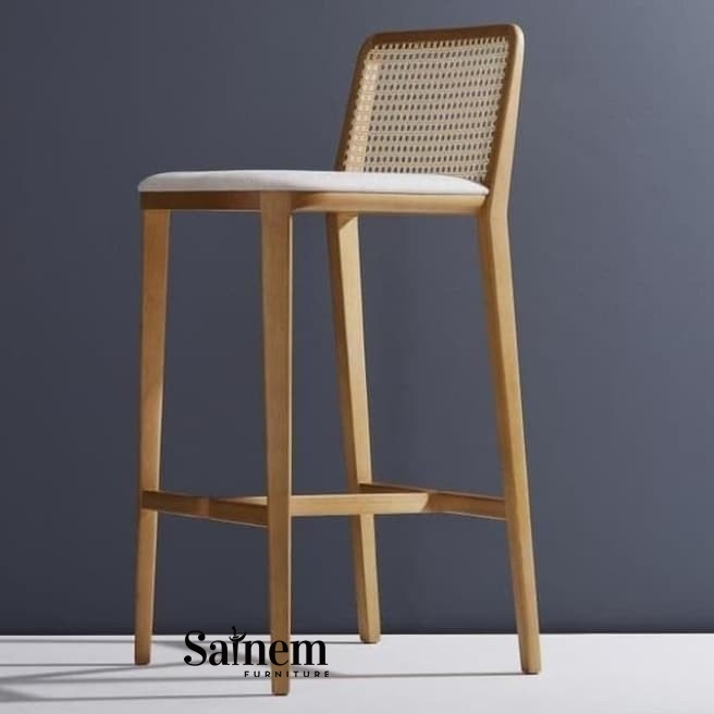 Kursi Bar Stool Tinggi Modern Mix Rotan Asli Custom