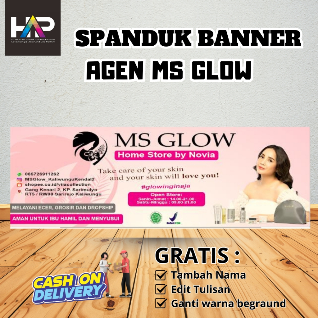 TERMURAH - SPANDUK AGEN MS GLOW | BANNER KECANTIKAN