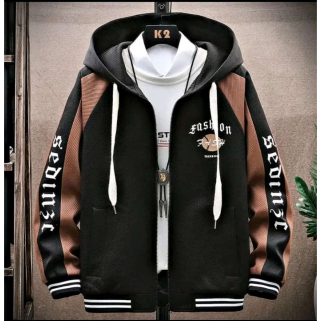 JAKET VARSITY HOODIE - JAKTE ZIPPER OVERSIZE SEDINEC ZIPPER