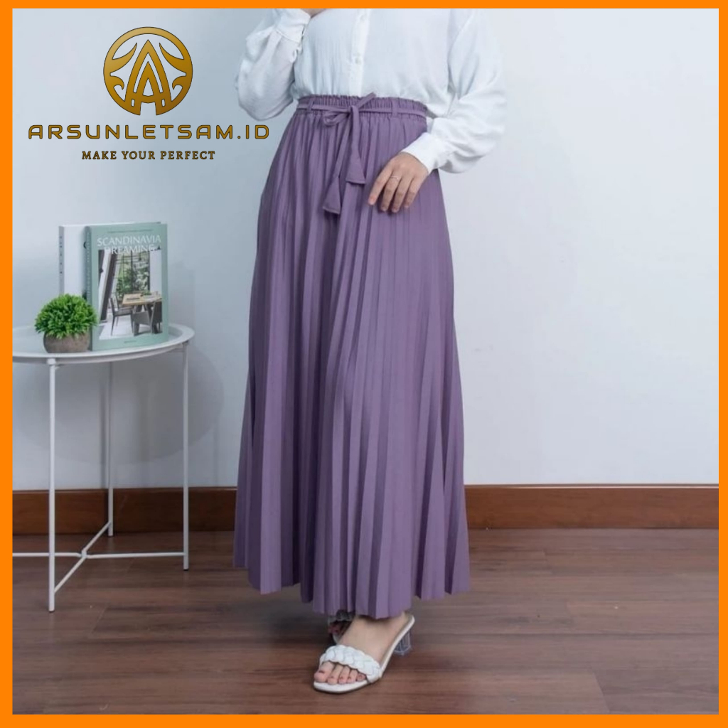 PRADA ORIGINAL ROK PLISKET WANITA PREMIUM CASH MOSCREPE IMPOR KOREAN CREPE ALL SIZE TEBAL HALUS WARN