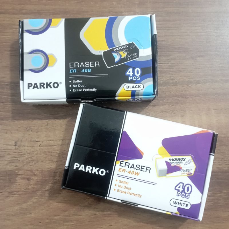 

1 PAK PENGHAPUS PARKO ERASER HITAM BLACK PUTIH WHITE ER-40B/W ISI 40
