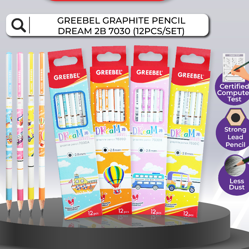 

(1 PACK) GREEBEL PENCIL 7030 2B DREAM - PENSIL KAYU MOTIF KARAKTER TRAVELLER
