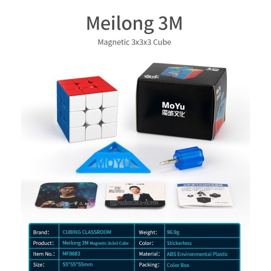 Rubik 3x3 Moyu Meilong 3M 3 M magnet Magnetic Stickerless KODE I7Y9