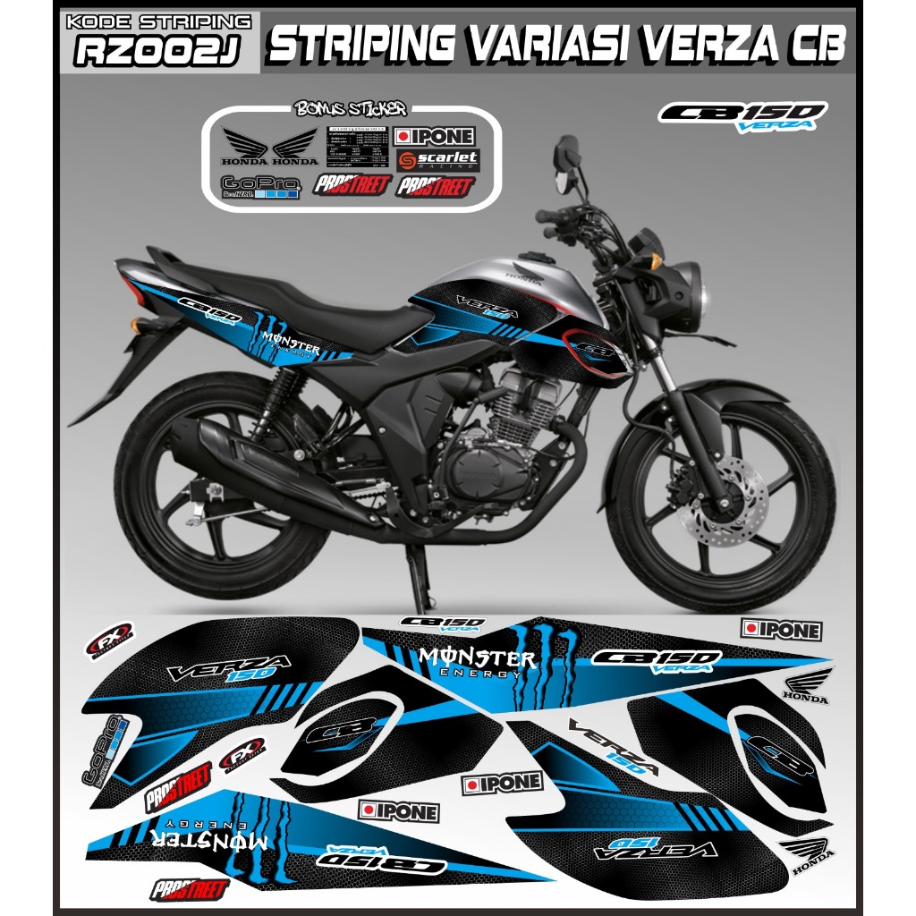 Striping sticker cb verza stiker motor cb 150 verza  variasi honda cb verza stiker motor