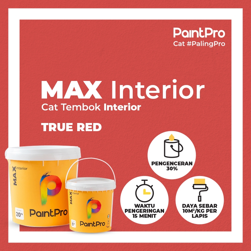 PaintPro MAX True Red Cat Tembok 5 Kg Interior Warna Merah