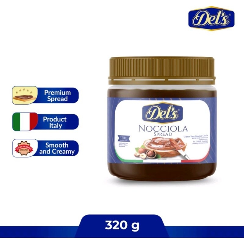 

SELAI COKLAT PREMIUM DEL'S NOCCIOLA SPREAD 320 GR