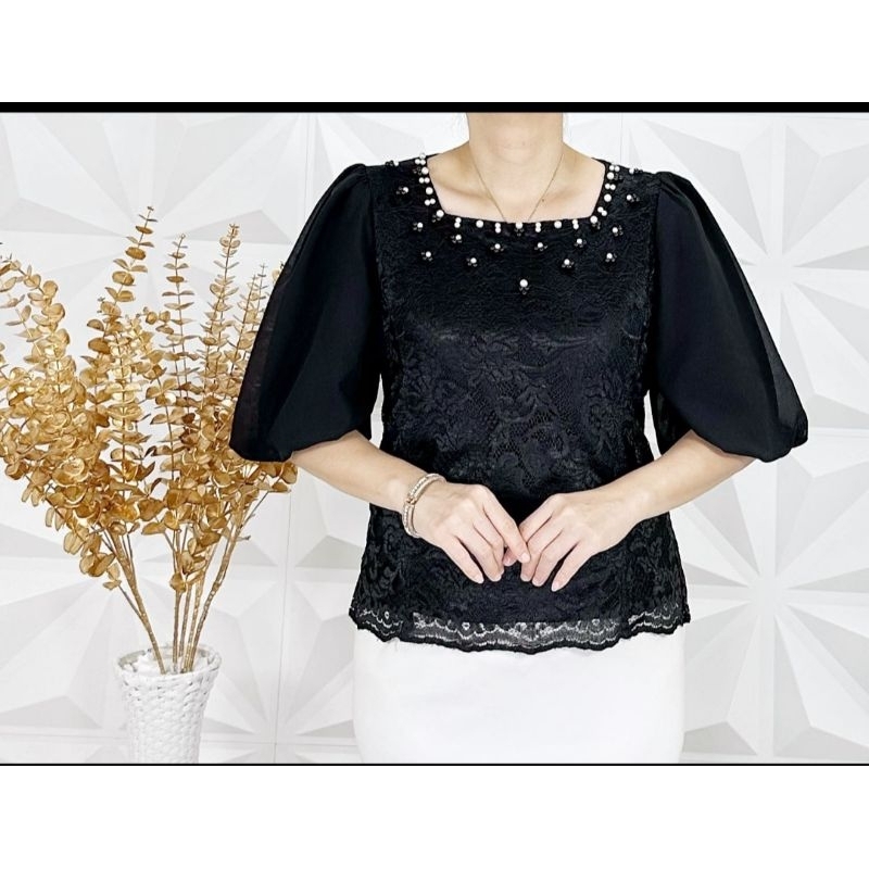 Atasan brukat semi Perancis mix sifon xl-jumbo