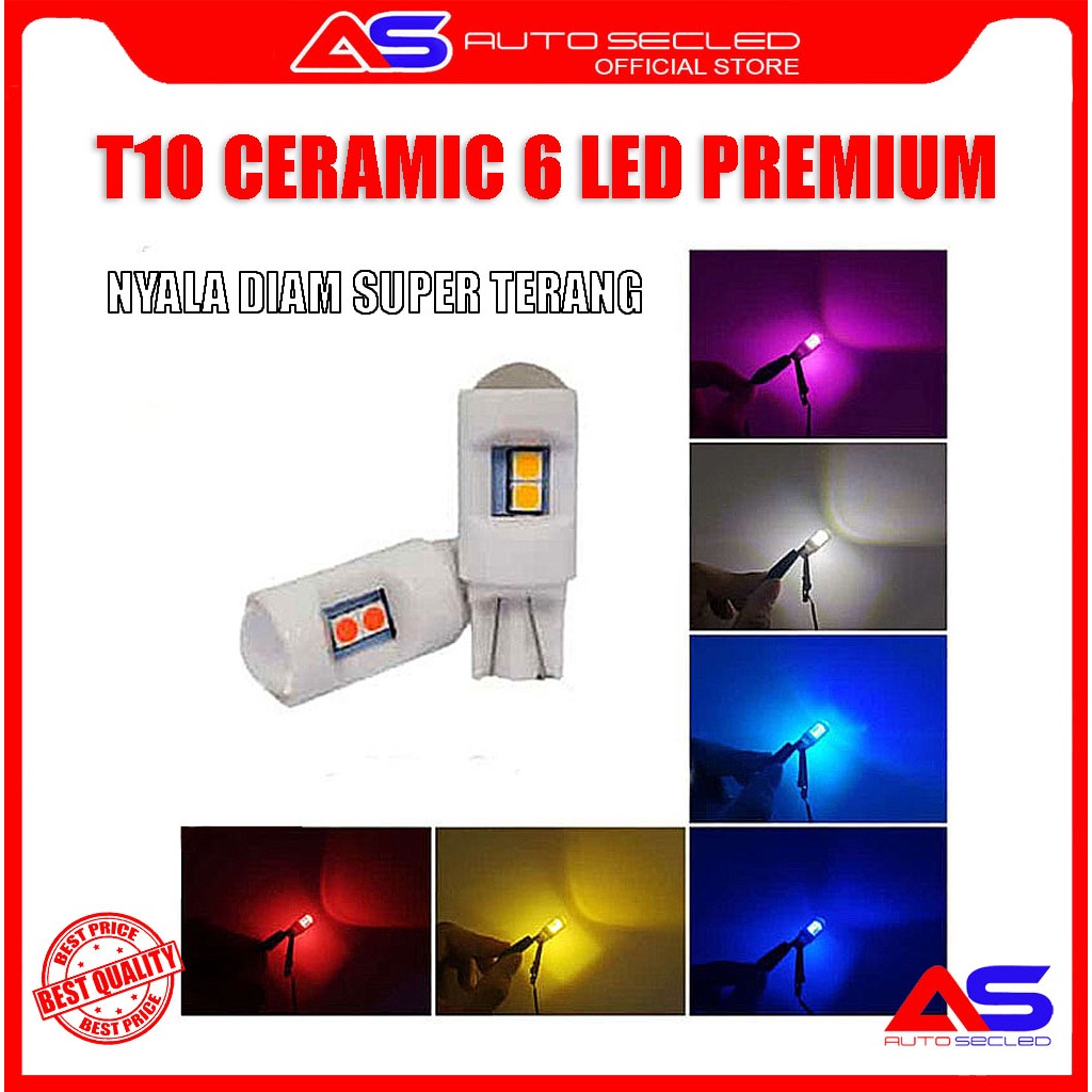 ORIGINAL LED T10 KERAMIK 6 LED | LAMPU SENJA MOTOR | LAMPU SEIN MOTOR SUPER TERANG