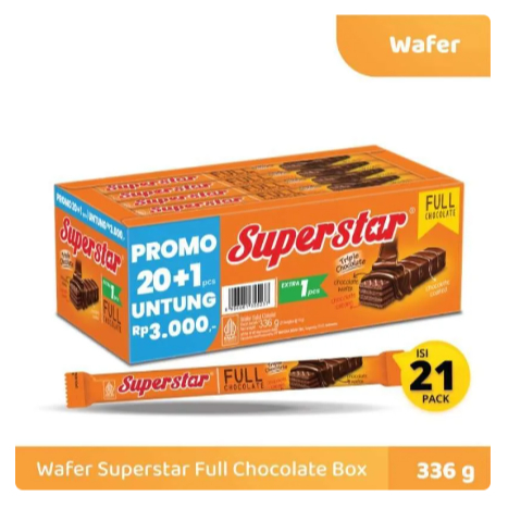 

Superstar Triple Wafer Chocolate 16 gr (1 pack isi 20+1)