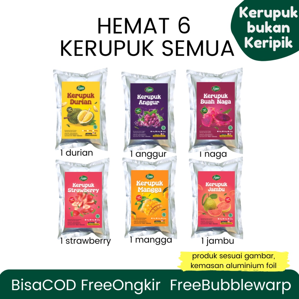 

NEW VARIAN Fiona Paket Hemat 6 pcs Kerupuk Buah 5gram