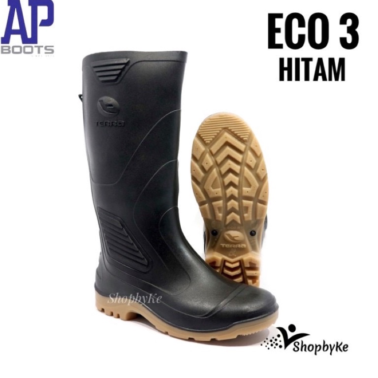 KODE L8H7 Sepatu Boots Karet merk AP Boots Tipe Terra Eco 3 Hitam Size 3843