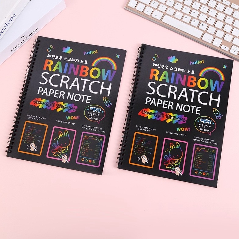 

BEST SELLER Magic Color Rainbow Scratch Paper Note book 19X26cm