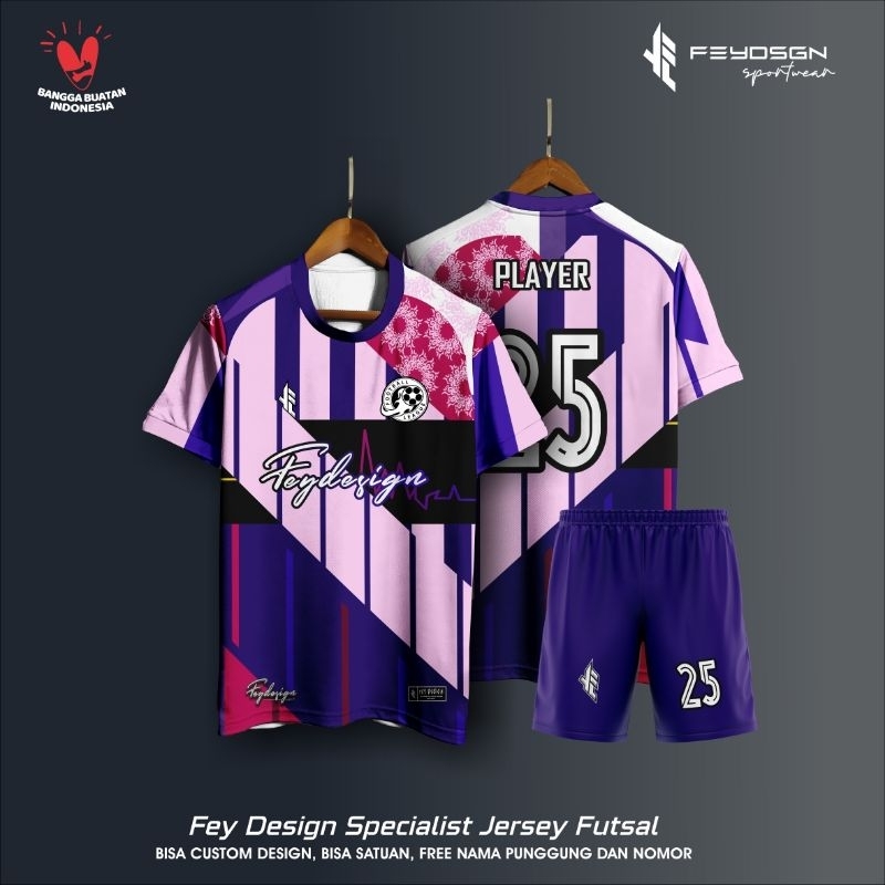Jersey Futsal Full Printing Bebas Custom Design ( BISA SATUAN)