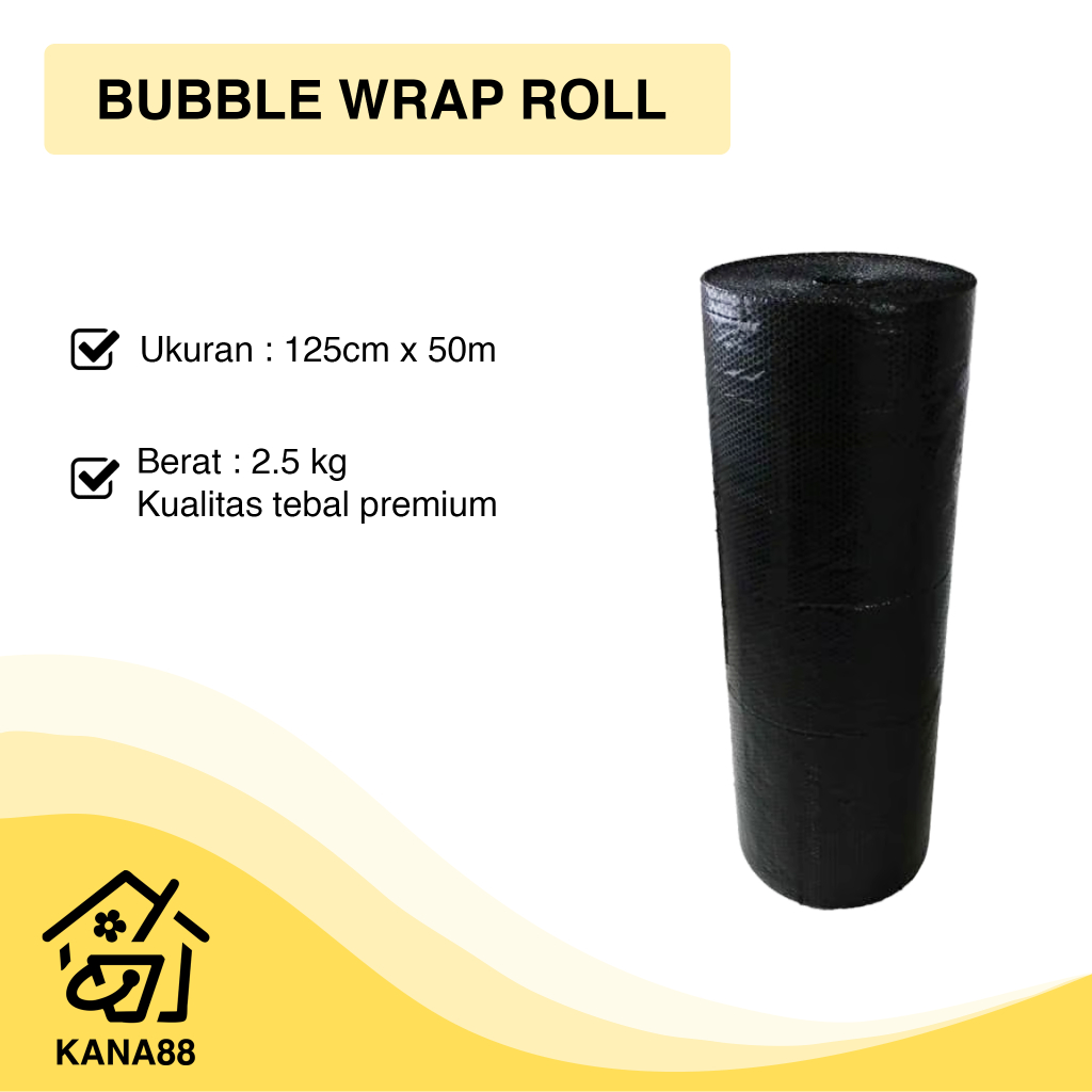 

Bubble Wrap Roll Hitam Besar 125cm x 50m Premium Plastik Packaging