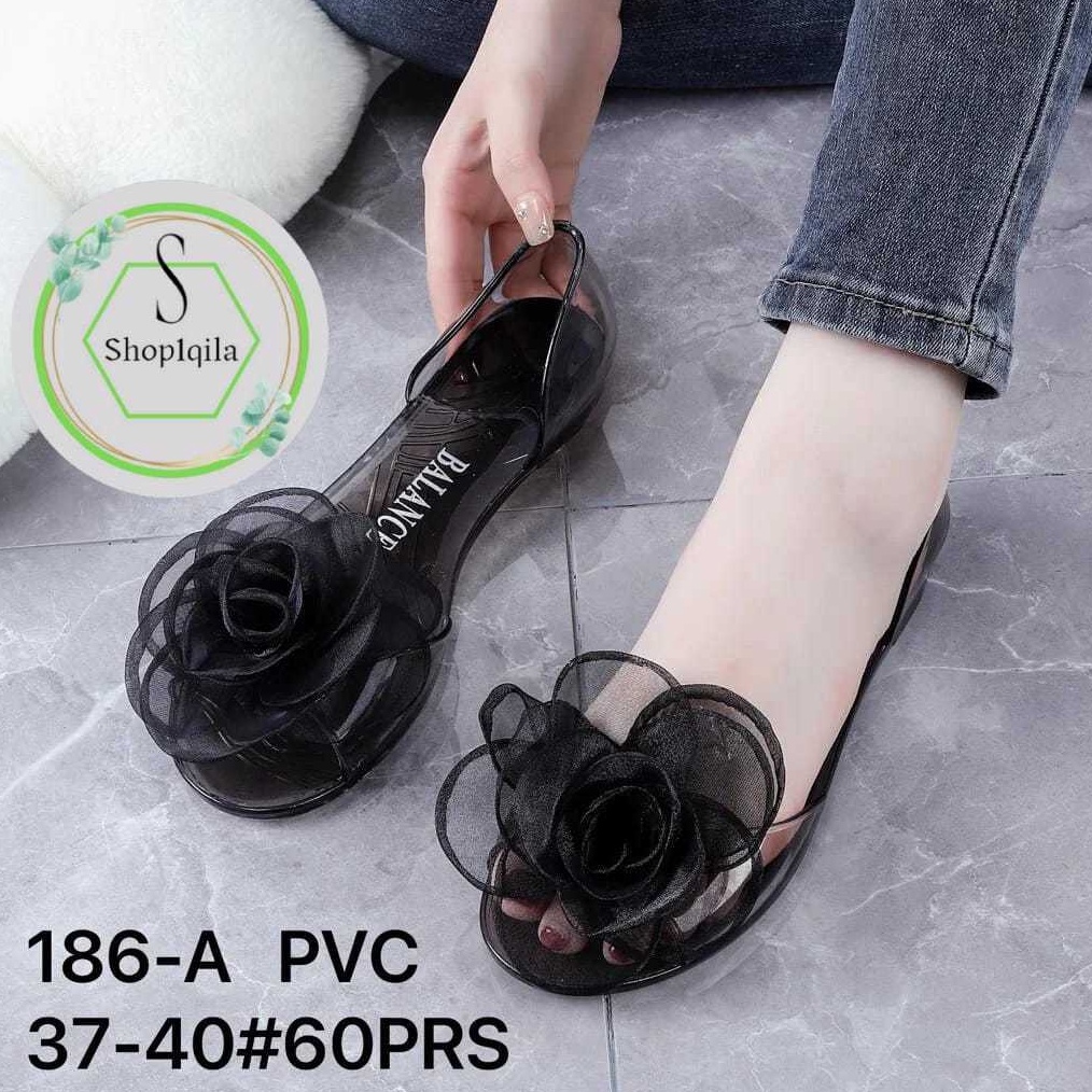 KODE X58K Sepatu Kaca Flower Bunga Mawar 186A 374 Best Seller Sepatu Sandal Jelly Bunga