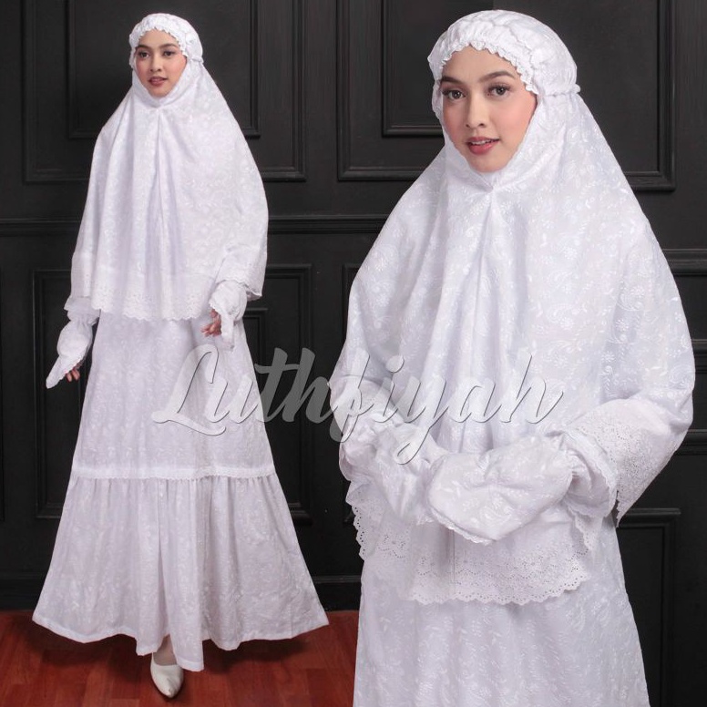 KODE V4Y6 BAJU UMROH HAJI  BAJU UMROH KATUN JEPANG BERMOTIF MODEL REMPEL  BAJU UMROH WANITA TERBARU