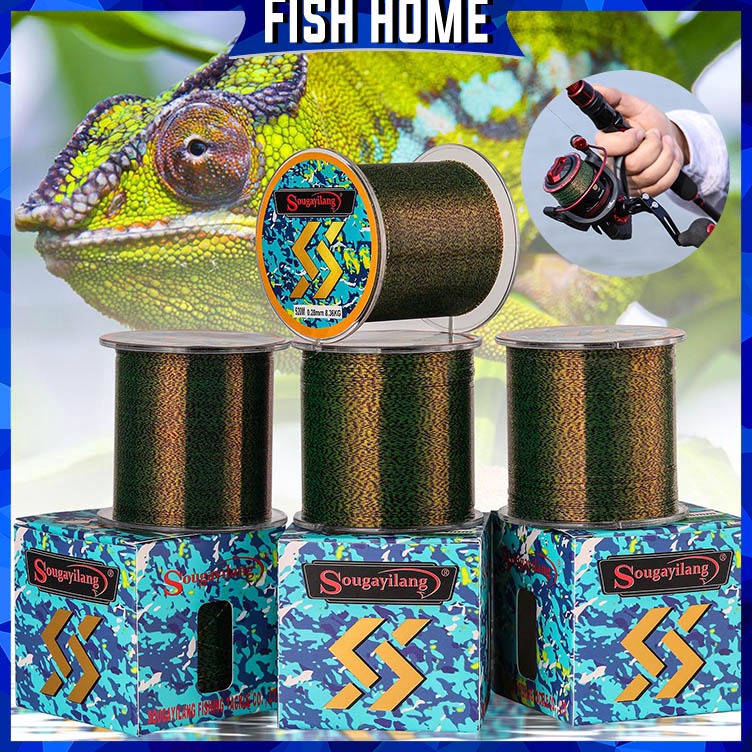 KODE I48W Sougayilang Senar Pancing 15M 52M Super Kuat Nylon Pancing Lapisan Fluorocarbon 35LB Drag 