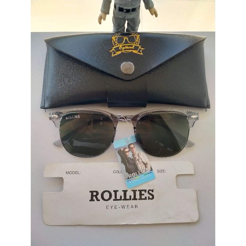 Clubmaster Vintage Sunglasses 80sBrand: ROLLIES
Made in China
Frame besi black metal kombinasi optyl