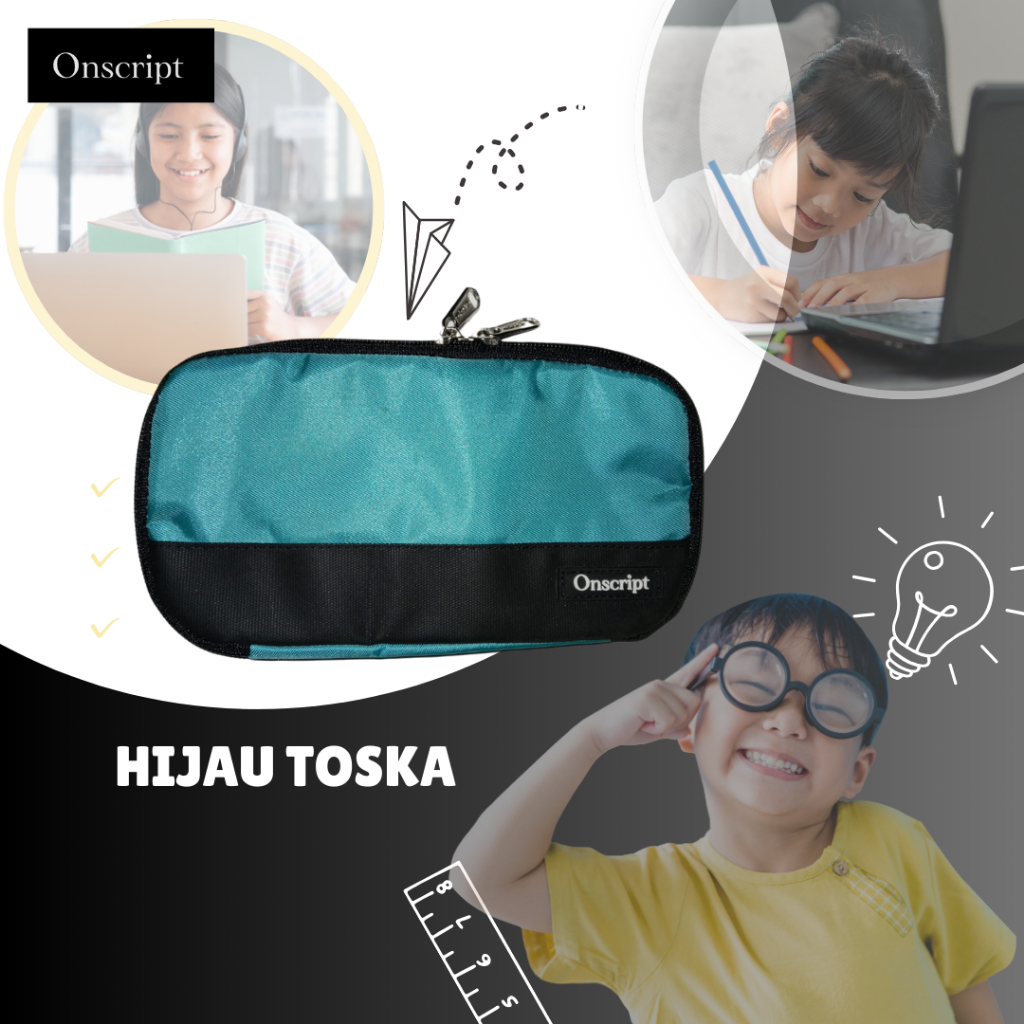

Tempat Pensil Alat Tulis Kantor Onscript Pencil Case Black - Hijau Toska