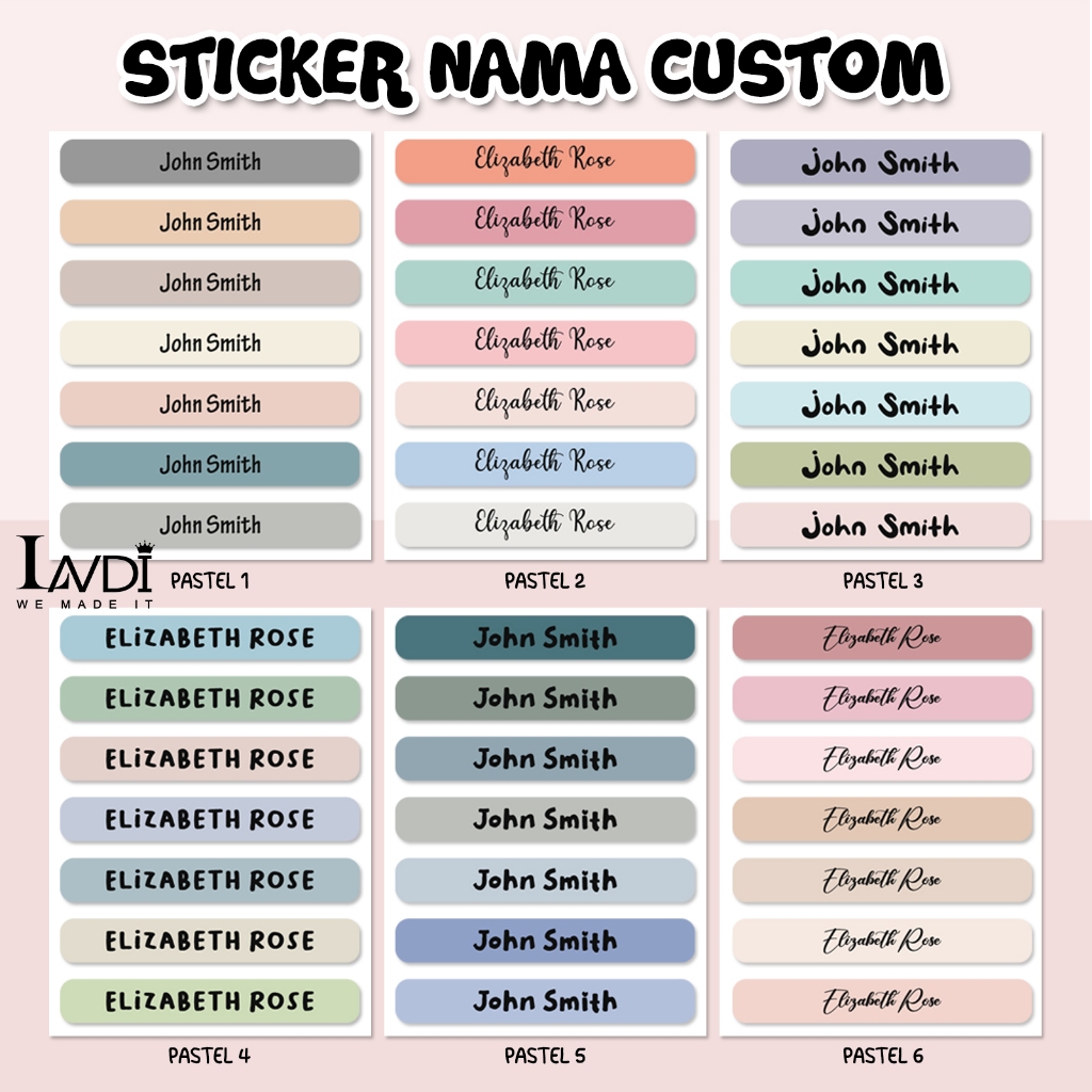 Sticker Label Nama Custom Waterproof Pensil Botol Anti Air Aesthetic