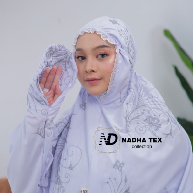 Mukena Terusan Dewasa Putih Full Bordir | Mukenah Lajuran Jumbo Katun Premium.