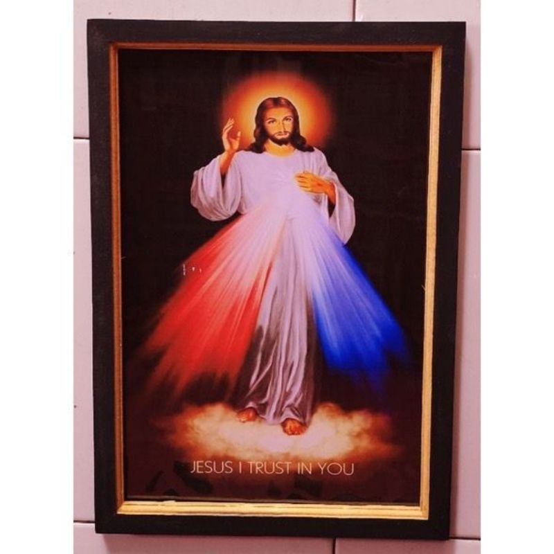 lukisan cetak Yesus Kristus plus bingkai ukuran 65×45